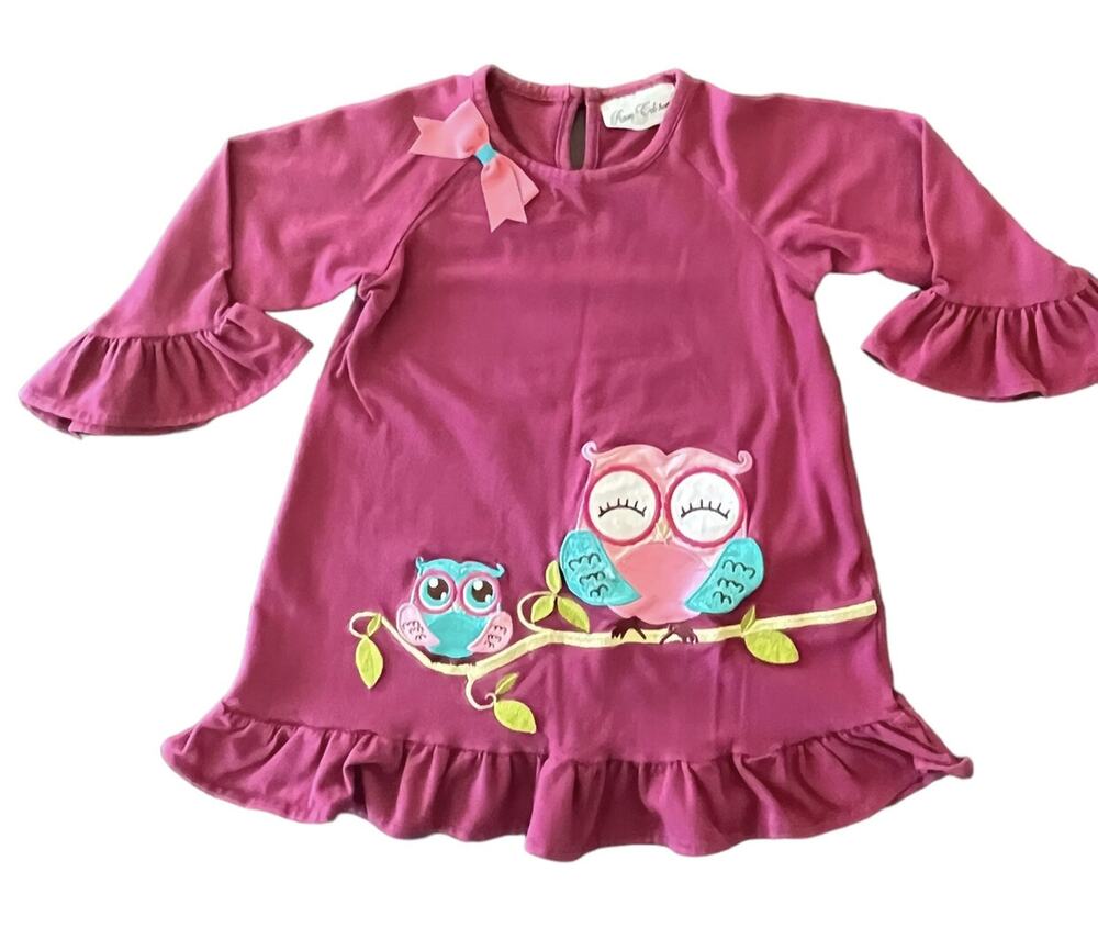 Rare Editions Pink Tunic with Owl Appliqué and Bow.